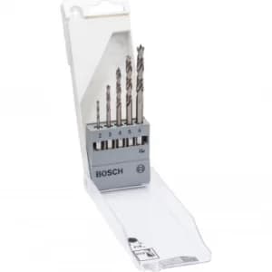 Image of Bosch 5 Piece Hex Shank Brad Point Wood Drill Bit Set