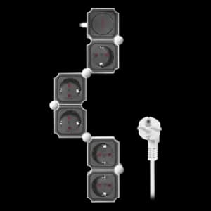 Image of LogiLink Outlet Strip, 5 safety sockets, snake-shaped, white/black