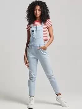 Image of Superdry Slim Taper Dungaree -blue, Blue, Size 8, Women