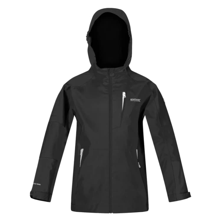 Image of Regatta Boys Calderdale III Full Zip Waterproof Jacket 7-8 Years - Chest 63-67cm (Height 122-128cm) Black RKW300B-800-7