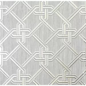 Image of Arthouse Gianni Geometric Twist Knot Pattern Foil Wallpaper - Silver 903105
