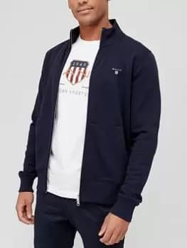 Image of Gant Original Zip Through Sweater - Evening Blue, Evening Blue, Size XL, Men