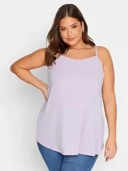 Image of Yours Ribbed Swing Cami Vest Top - Lilac, Purple, Size 20, Women