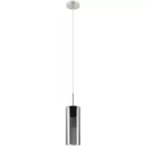 Image of Pendant Light Satin Nickel Shade Black Transparent Glass Vaporized E27 1x15W