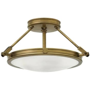 Image of Collier - 3 Light Small Semi Flush Ceiling Light Brass, E14 - Elstead