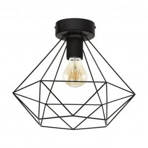 Image of Eglo Tarbes Wire Flush Ceiling Light - Black