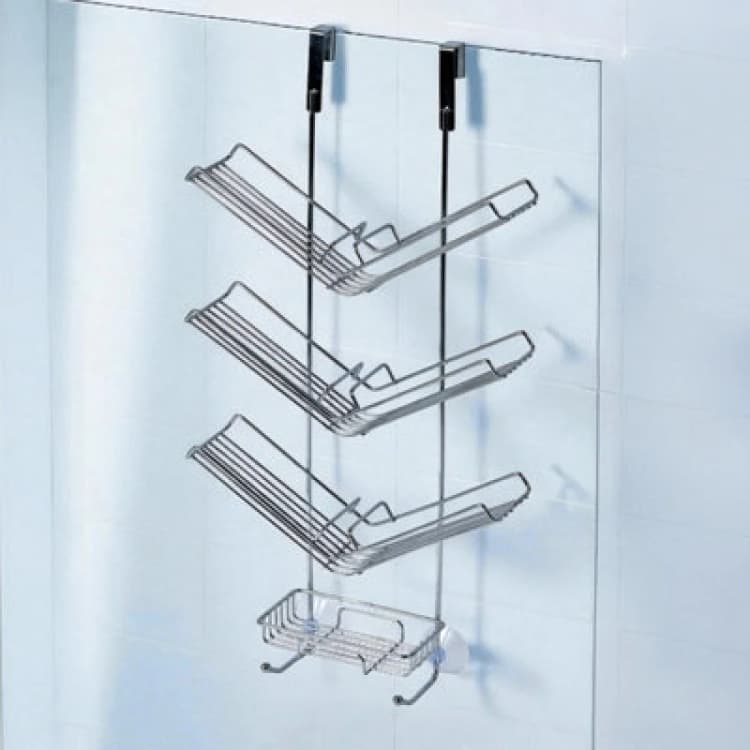 Image of Showerdrape Atrium Collection Chrome Steel Hanging Shower Caddy Metallic Silver