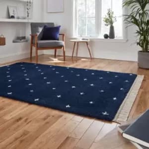 Image of Boho A475 Rug Navy Blue/White
