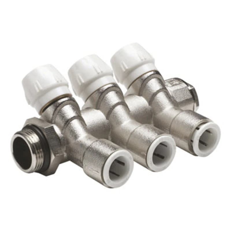 Image of John Guest Brass Manifold 15mm X 3/4" 4 Port Gold