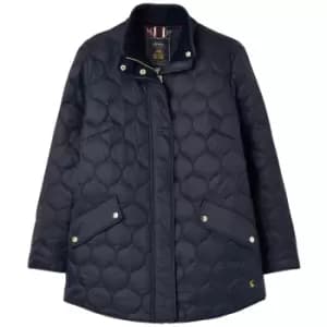 Image of Joules Womens Rosedale Mid Length Onion Quilted Jacket Marine Navy 18