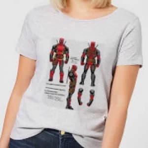 Image of Marvel Deadpool Action Figure Plans Womens T-Shirt - Grey - 3XL