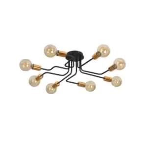 Image of Emibig Harmony Black/Copper Multi Arm Semi Flush Ceiling light 8x E27