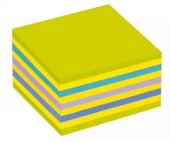 Image of Post-it 76 x 76mm Sticky Notes Cube Neon Assorted Colours 1 x 450 Sheets