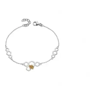 Image of Elements Silver Honeycomb Bee Silver Yellow Gold Stationary Bracelet B5145