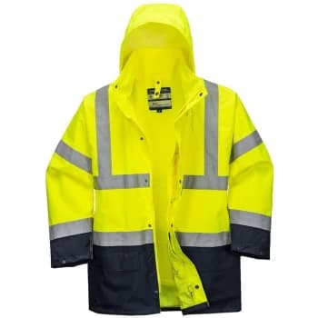 Image of Portwest - S766YNR4XL - sz 4XL Essential 5-in-1 Two-Tone Jacket - Yellow/Navy