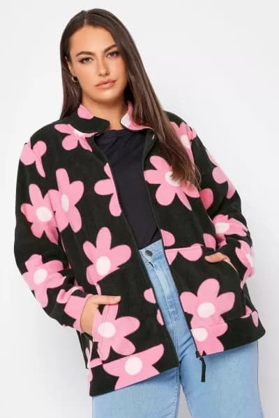 Image of Printed Zip Fleece Jacket
