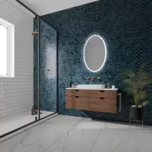 Image of Oval LED Bathroom Mirror with Demister 800 x 500mm- HiB Arena 80