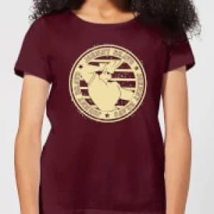Image of Johnny Bravo Sports Badge Womens T-Shirt - Burgundy - L
