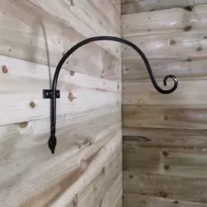 Image of Tom Chambers Heavy Duty Handcrafted Metal 38cm Black Wall Bracket Hook For Garden Hanging Basket Bird Feeder