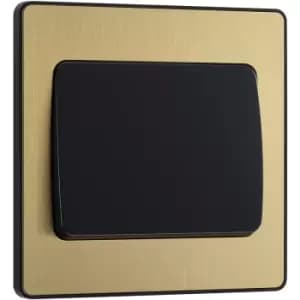 Image of BG Evolve Brushed (Black Ins) Single Light Switch, 20A 16Ax, 2 Way, Wide Rocker in Brass Steel
