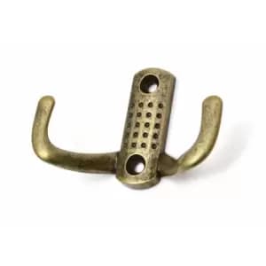 Image of Double Hat Coat Hanger Hook Door Wall Bath Small - Colour Antique - Pack of 2