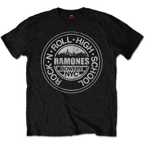 Image of Ramones - Rock 'n Roll High School, Bowery, NYC Unisex Medium T-Shirt - Black