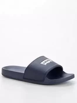 Image of Levis June Batwing Logo Sliders - Navy, Size 10, Men