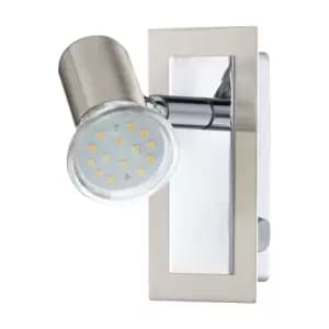 Image of Wall Light Colour Satin Nickel Chrome Plated Rocker Switch Bulb GU10 1x5W