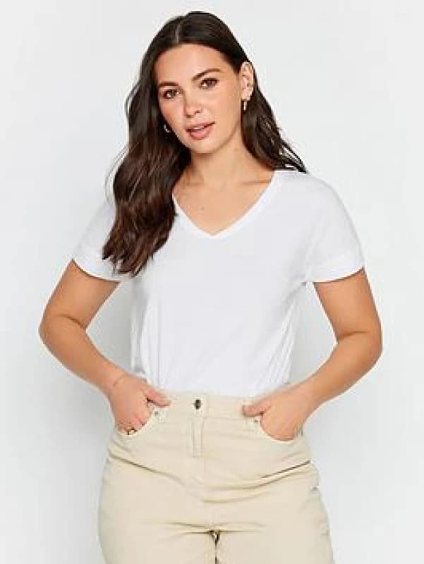 Image of Long Tall Sally Tall Premium V-Neck T-Shirt White