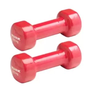 Image of York Vinyl Dipped Dumbbells 2 x 2.5kg - Red