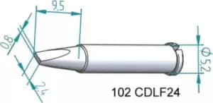 Image of Ersa 0.8 x 2.4mm Chisel Soldering Iron Tip for use with i-Tool