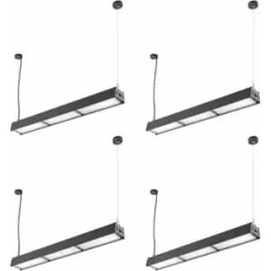 Image of 4 PACK Low Bay Warehouse Pendant Light - 100W Daylight White LED - Matt Black