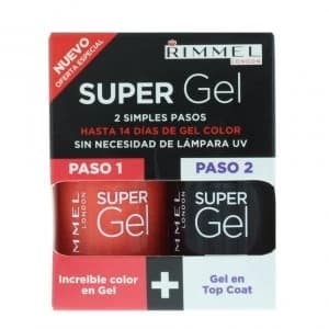 Image of Rimmel Super Gel Gift Set 12ml Nail Polish 12ml Happily Evie + 12ml Top Coat