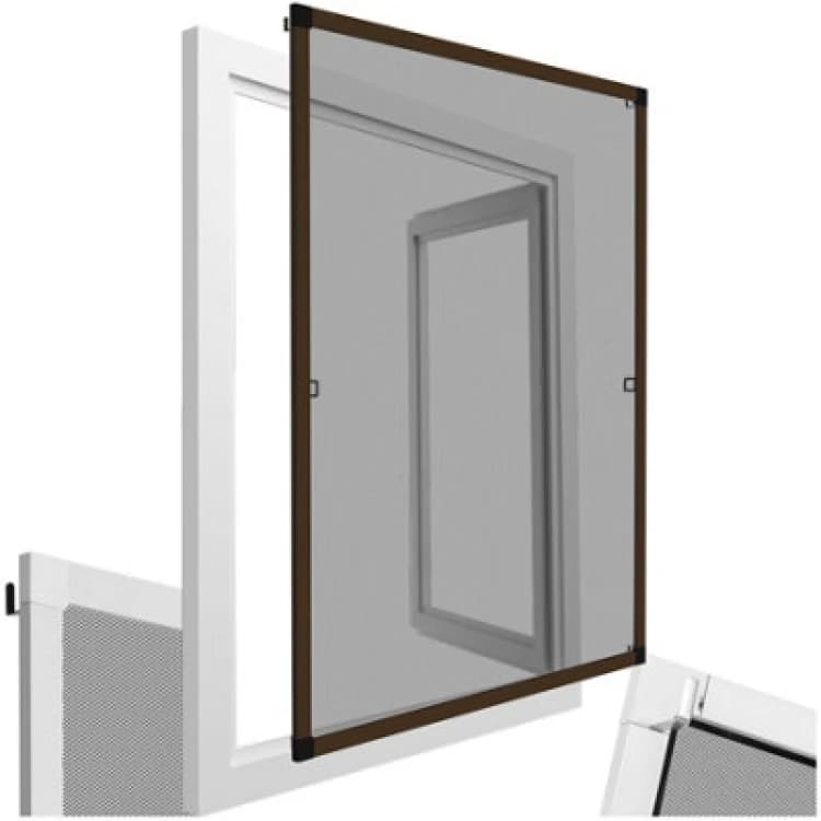 Image of Tectake Fly Screen - For Window Frame, Individually Adjustable 100 X 120 Cm - Brown