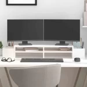 Image of Vidaxl Monitor Stand White 100X27.5X15cm Solid Wood Pine