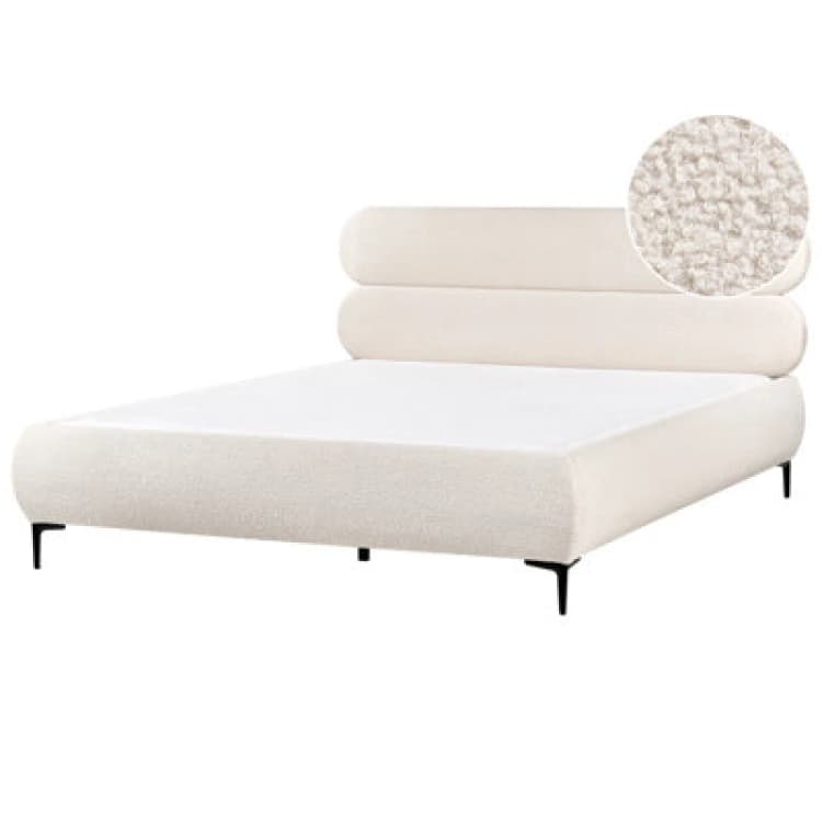 Image of Beliani Bed Boucle Lessay 180 X 200 Cm (Eu Super King) Off-White