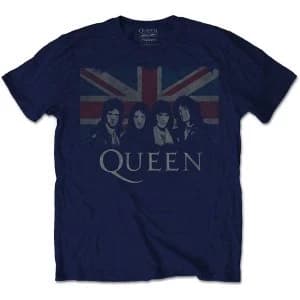 Image of Queen - Vintage Union Jack Unisex XX-Large T-Shirt - Blue