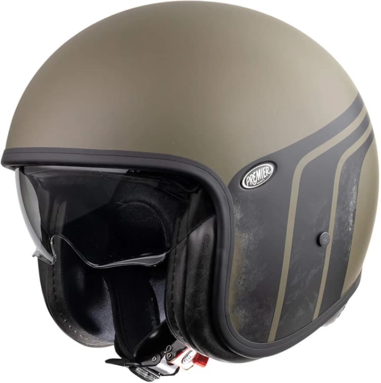 Image of Premier Vintage BTR Military Green BM Jet Helmet, black-green, Size XS for Men