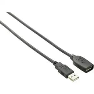 Image of Renkforce USB cable USB 2.0 USB-A plug, USB-A socket 10.00 m Black gold plated connectors