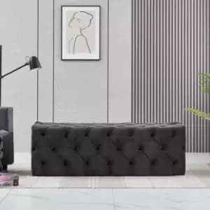 Image of Pn Home - Melia Velvet Large Rectangle Pouffe Ottoman Bench Footrest lux Design Button Detailed Charcol