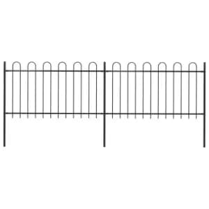 Image of Vidaxl Garden Fence With Hoop Top Steel 3.4X1 M Black