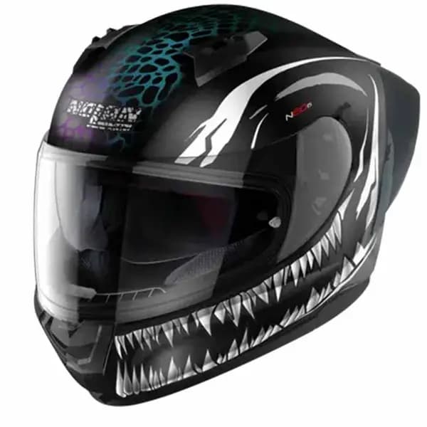 Image of Nolan N60-6 Sport Ravenous 028 Flat Black White Black Full Face Helmet Size M