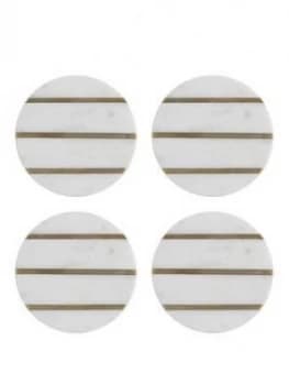 Image of Typhoon Elements Marble And Brass Round Coasters