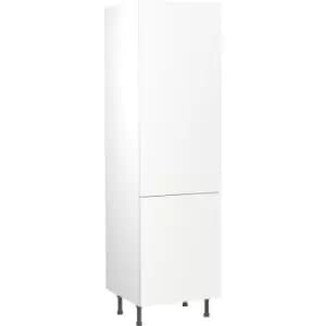 Image of Kitchen Kit Flatpack Slab Kitchen Cabinet Tall Fridge & Freezer 70/30 Unit Ultra Matt 600mm in White MFC