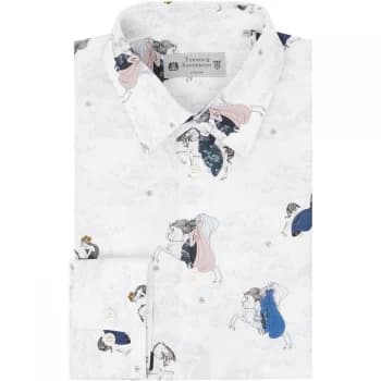 Image of Turner and Sanderson Sherborne Conversational Horse Printed Shirt - White