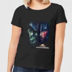 Image of Marvel Thor Ragnarok Hulk Split Face Womens T-Shirt - Black - 3XL - Black