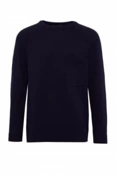 Image of Mens French Connection Overdyed Cotton Crew Neck Knit Jumper Blue Red