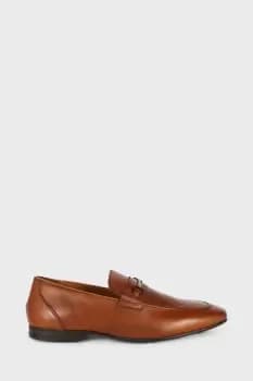 Image of Leather Gold Buckle Slip On Loafers