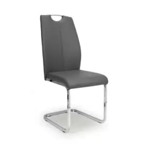 Image of 4 x Shankar Toledo Leather Effect Grey Dining Chairs