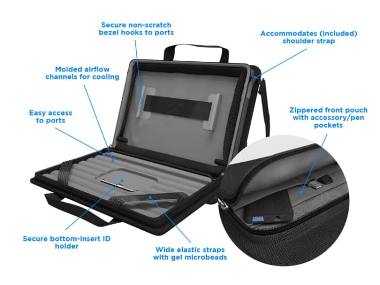Image of Max Cases MAXCases Explorer 5 Work-In Case w/Pocket 11" w/ Shoulder Strap (Black) MCEB5P11BLK